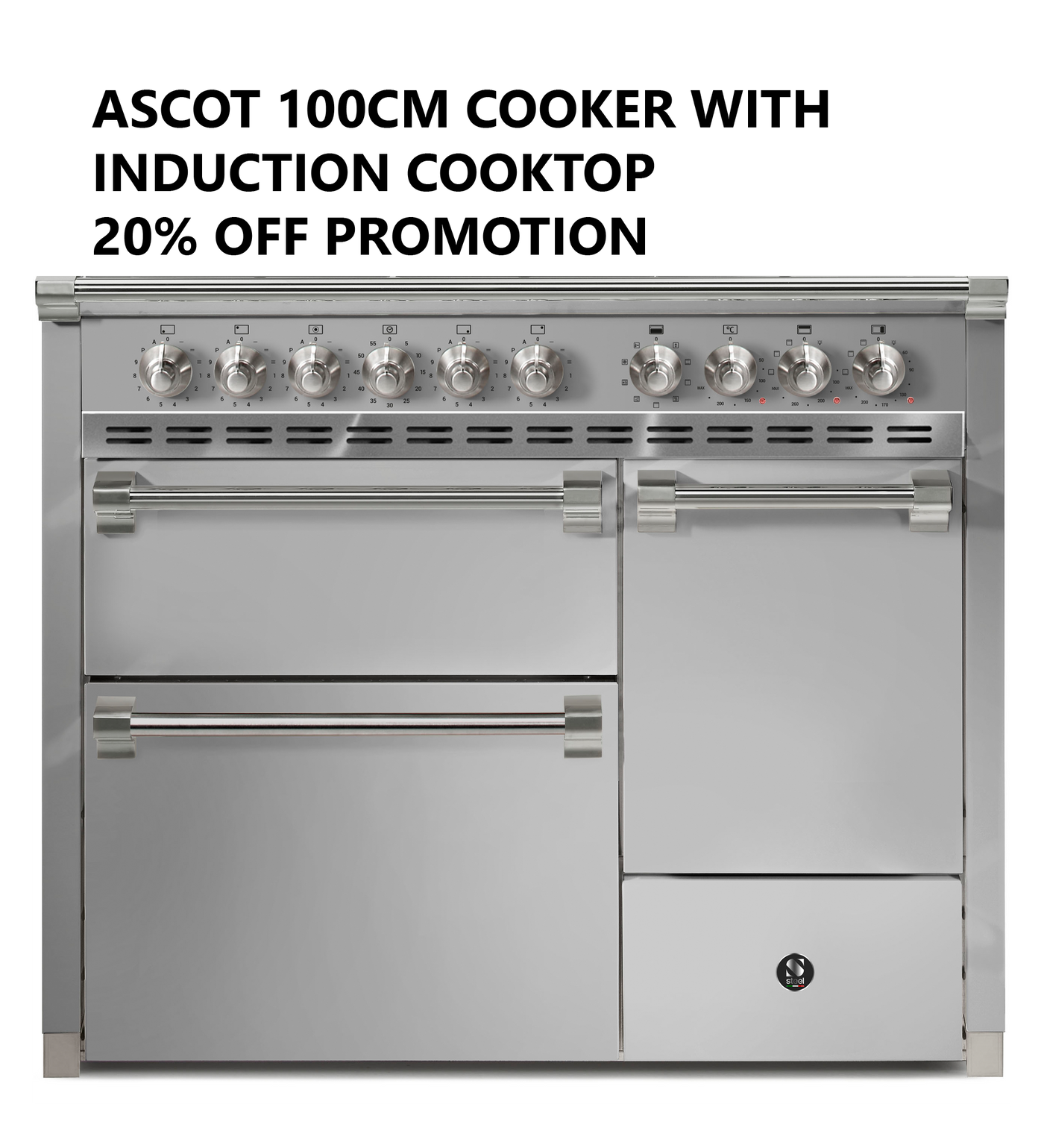 Ascot 100cm Upright Cooker 20% off Promotion Induction Cooktop