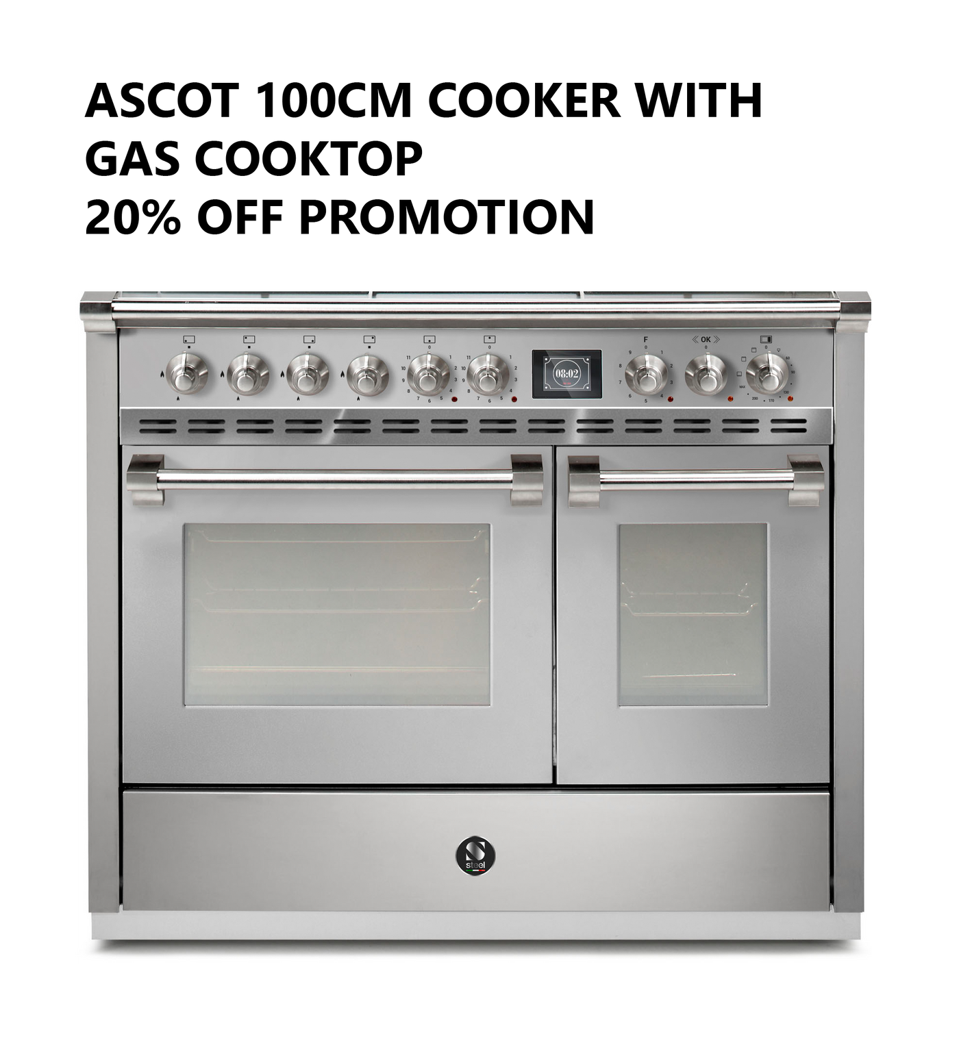 Ascot 100cm Upright Cooker 20% off Promotion Gas Cooktop
