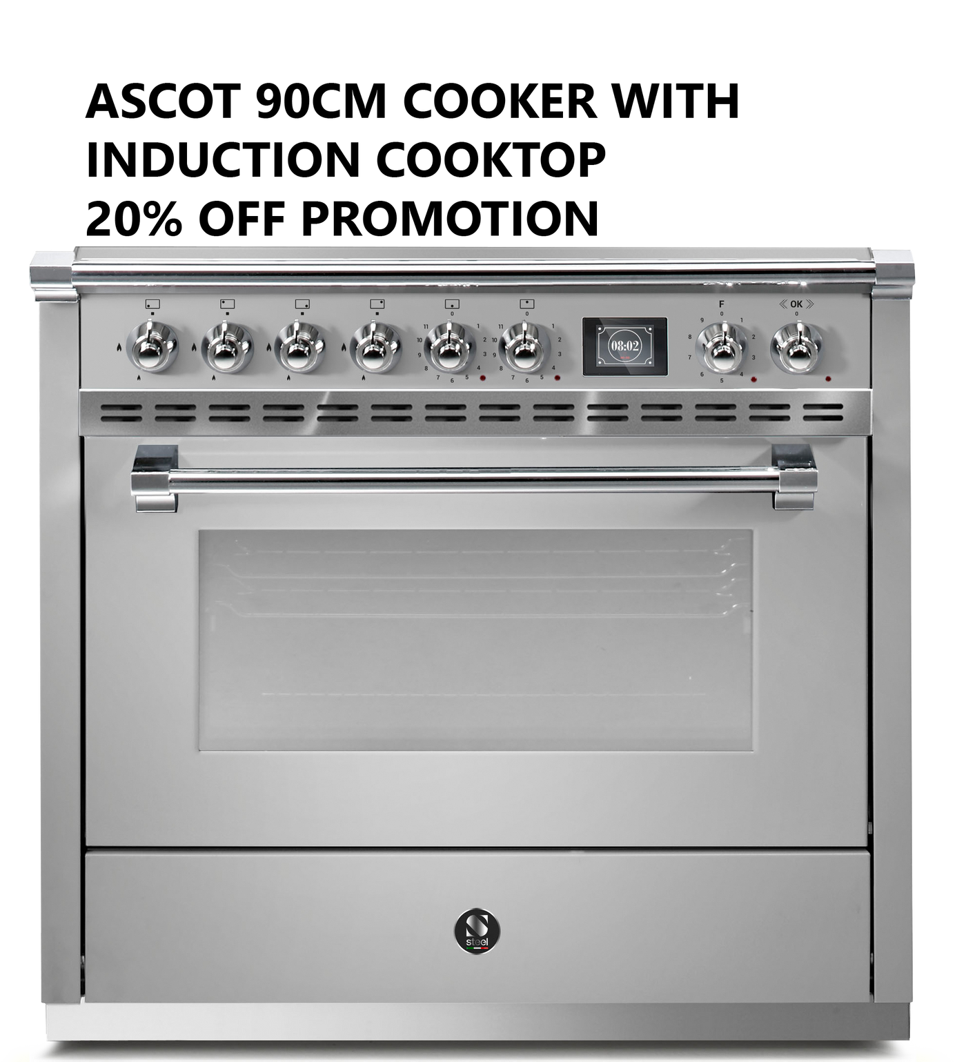 Ascot 90cm Upright Cooker 20% off Promotion Induction Cooktop
